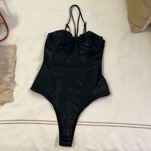 Zara faux leather bodysuit